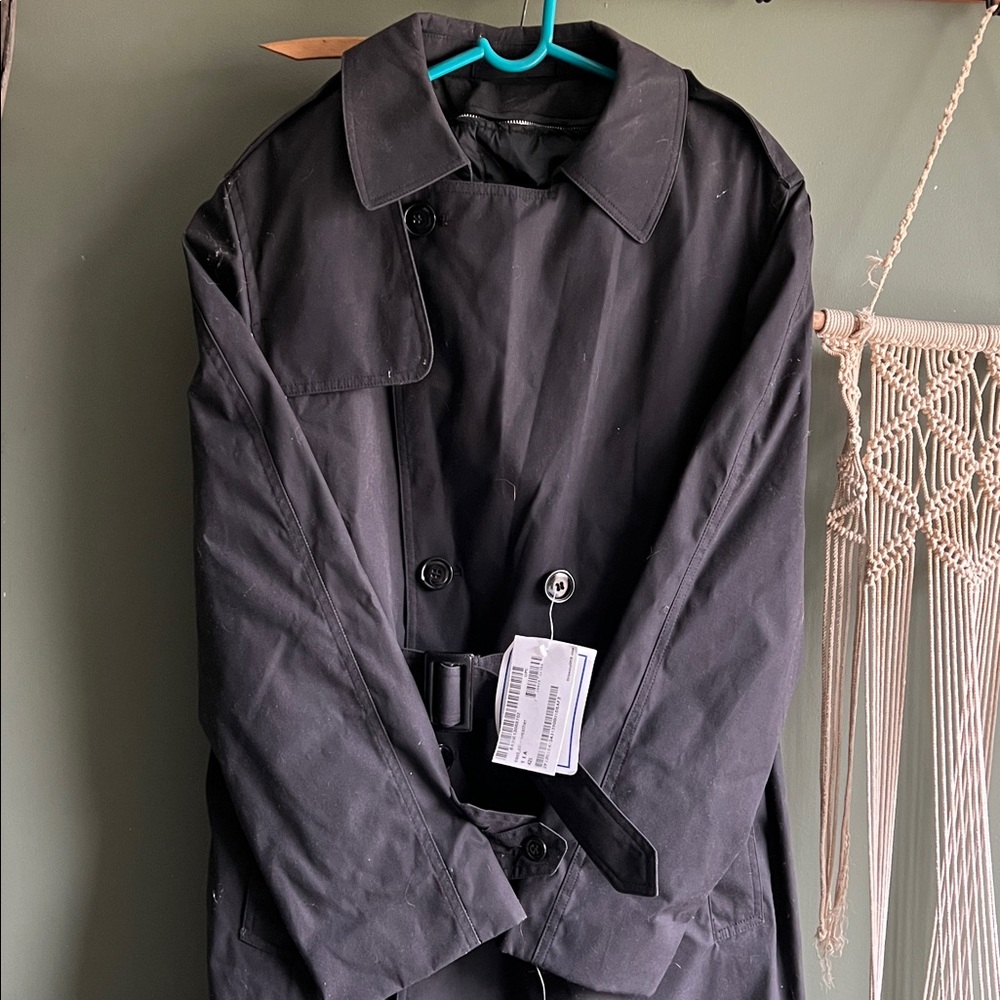 Military Trench Coat Mens 42L Black